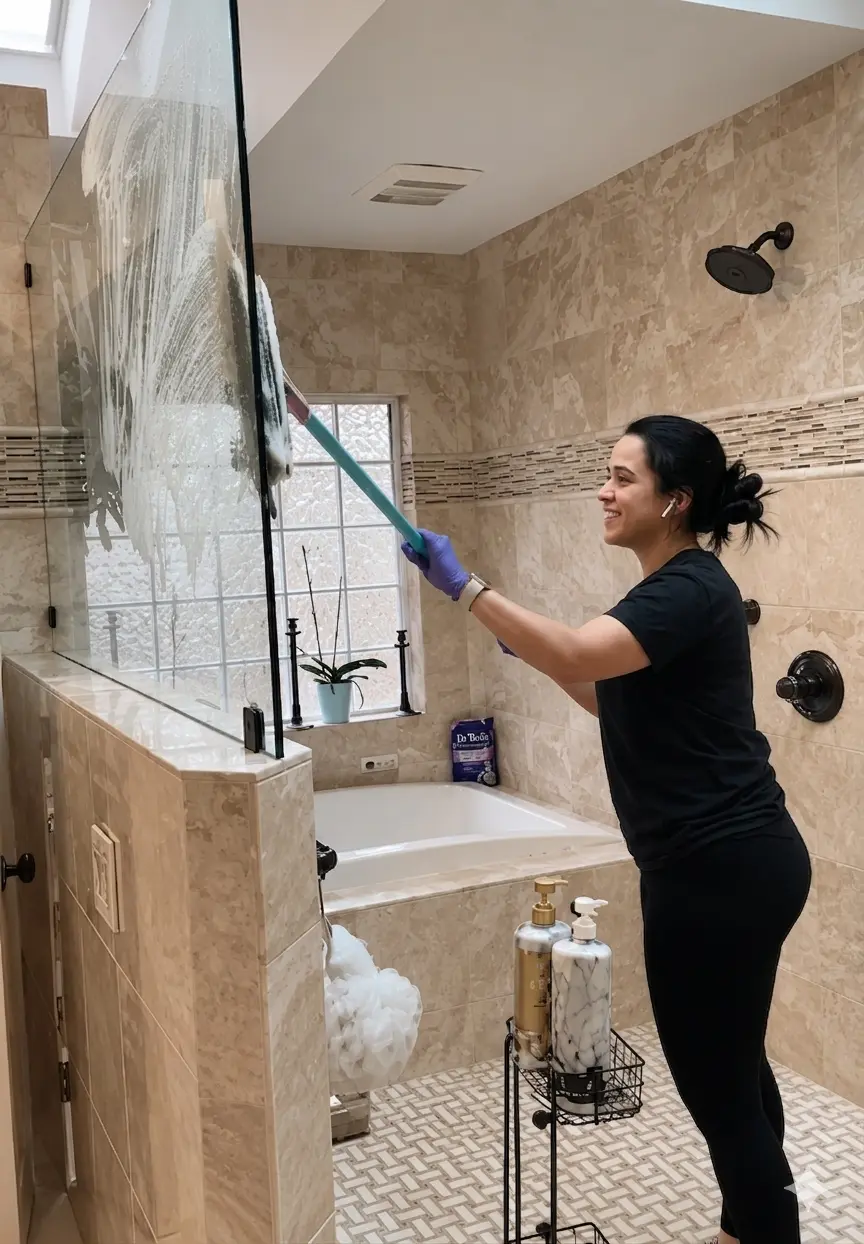 A person mopping the floor