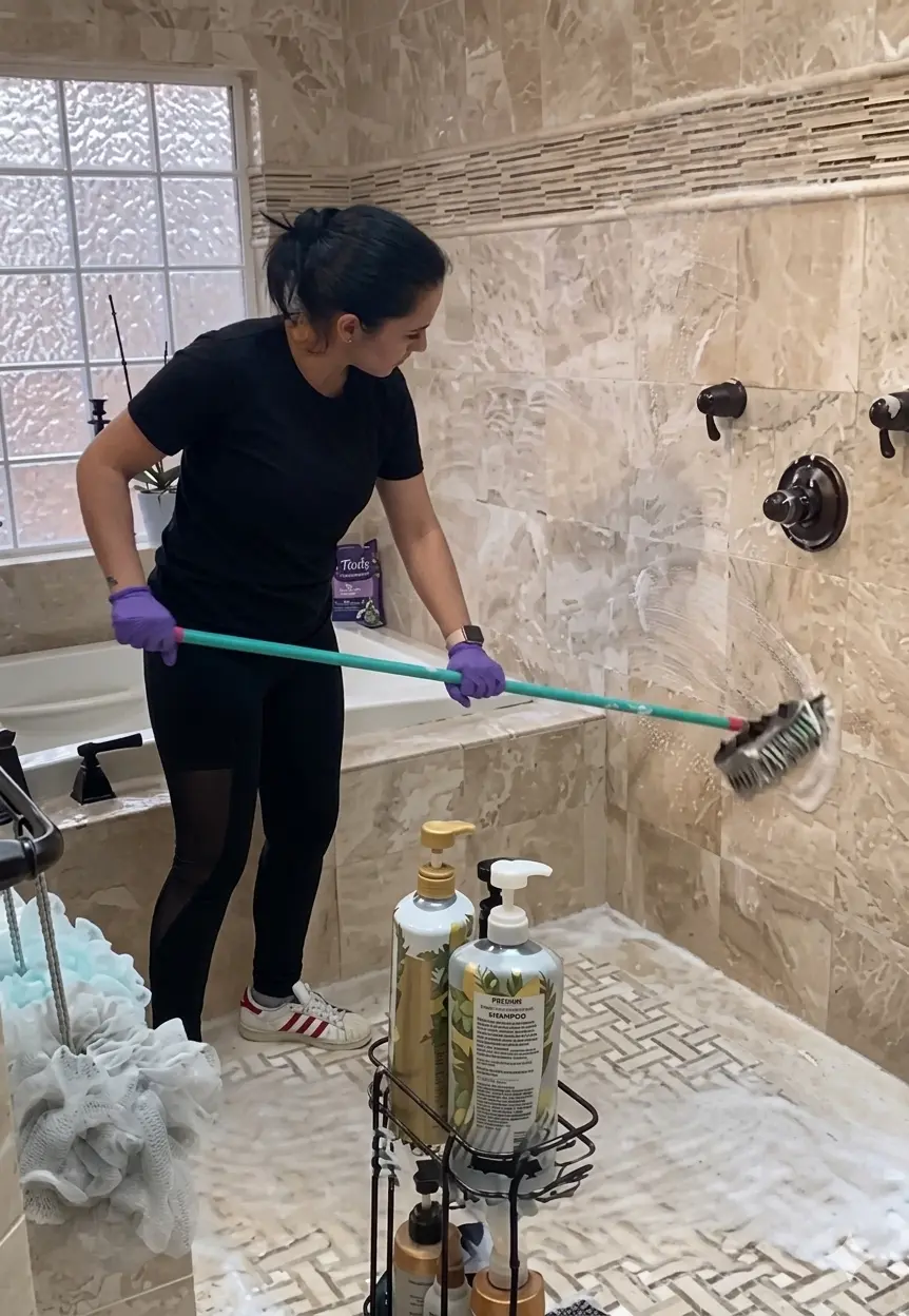 A person mopping the floor