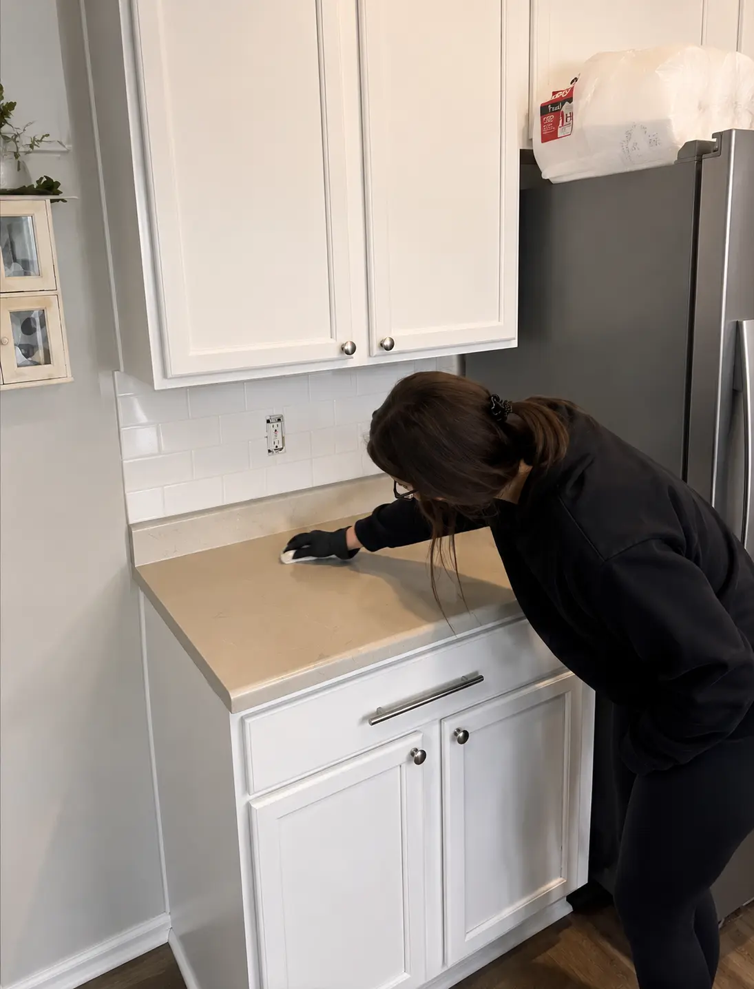 A person mopping the floor
